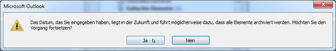 Hinweis wenn alle E-Mails archiviert werden