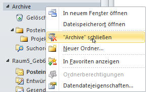 Archivordner schließen