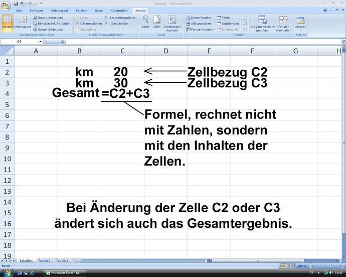 Rechnen mit Zellbezügen