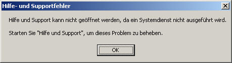 Hilfe- und Supportcenter startet nicht
