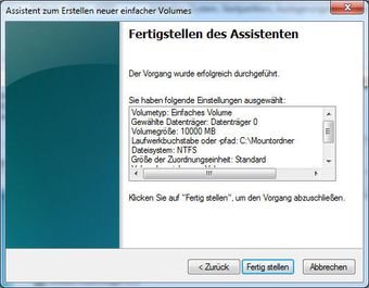 Erstellung der Partition