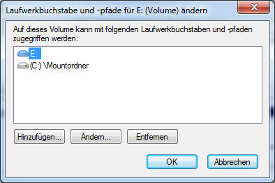 Laufwerksbuchstabe und Pfad hinzugefügt