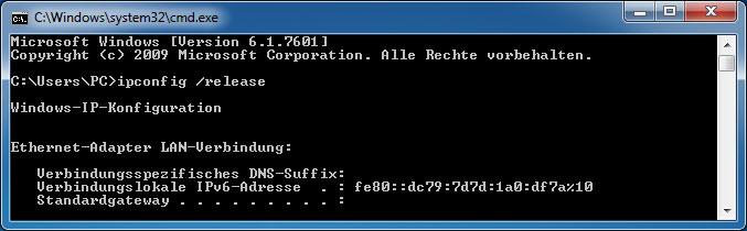 Ipconfig release