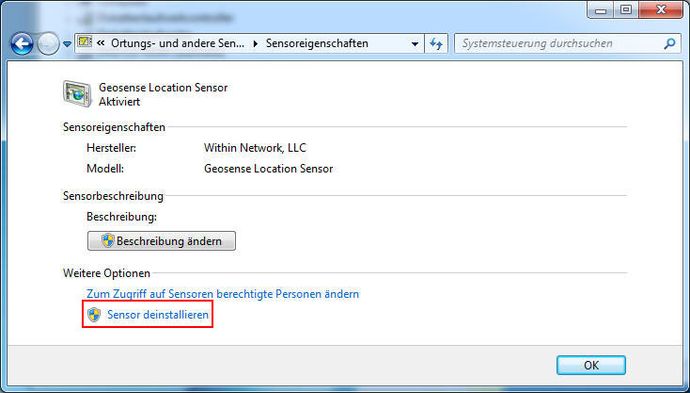 Deinstallation des Sensors