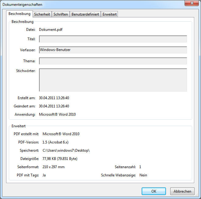 PDF-Eigenschaften