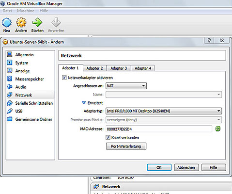 Netzwerkeinstellungen der virtuellen Maschine