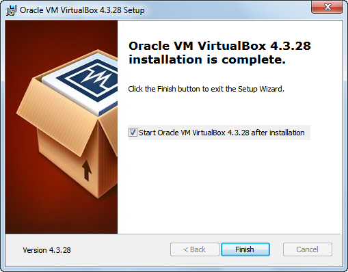Abschluss der Installation von VirtualBox