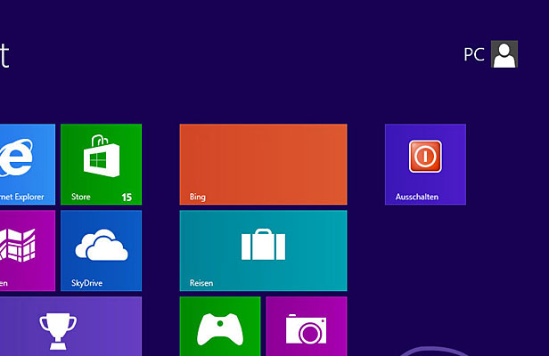 Windows 8 herunterfahren als Kachel