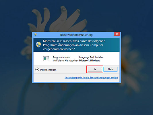 Ausführung von Language Pack Installer