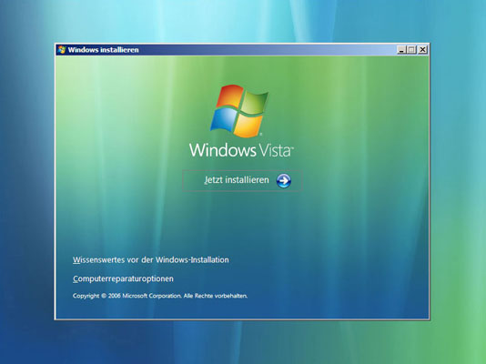 Installation von Windows-Vista starten