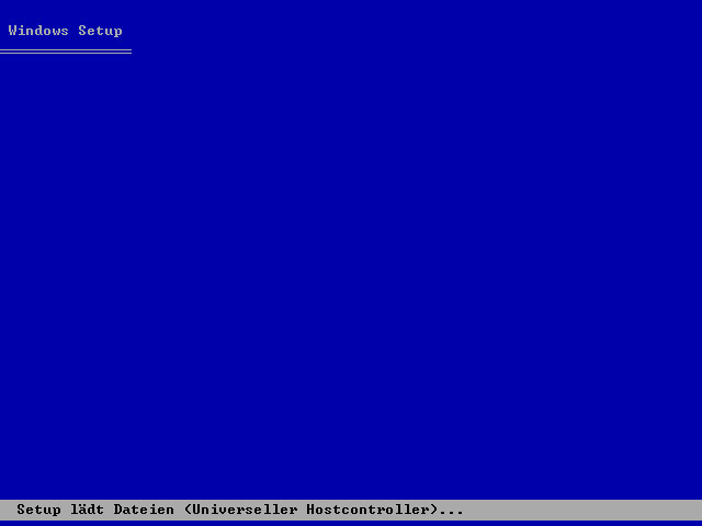 Installation von Windows XP startet