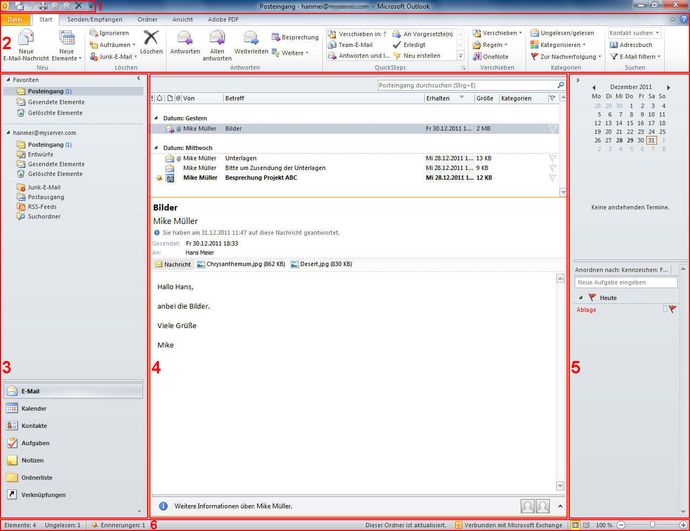 Fenster in Outlook 2010