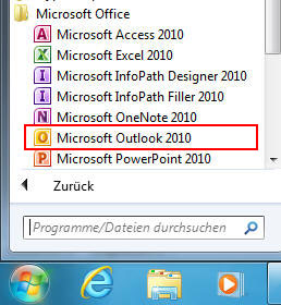 Start von Outlook