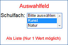 Auswahlmenü als Liste