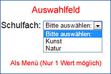 Auswahlmenü als Dropdown-Liste