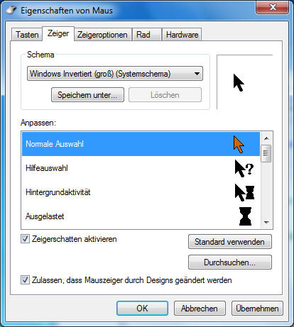 Mauszeiger ändern