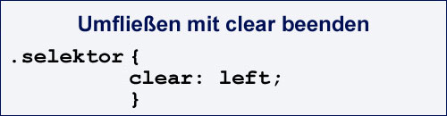 CSS-Code für clear
