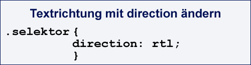 CSS-Code für direction