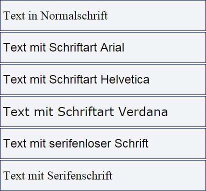 Beispiel mit mehreren Schriftarten