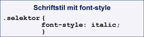 CSS-Code mit font-style