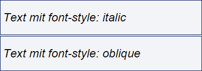 font-style: kursiv und oblique