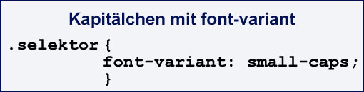 CSS-Code mit font-variant