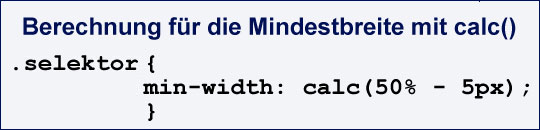 min-width mit calc berechnen