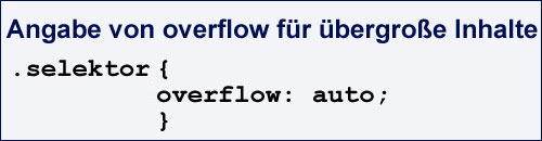 CSS-Syntax für overflow