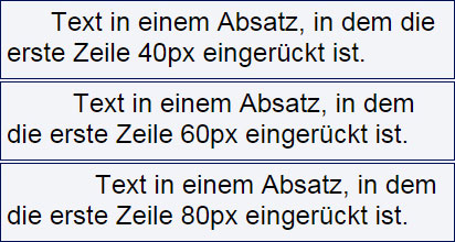 Texte mit Erstzeileneinzug