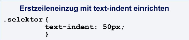 CSS-Code mit text-indent