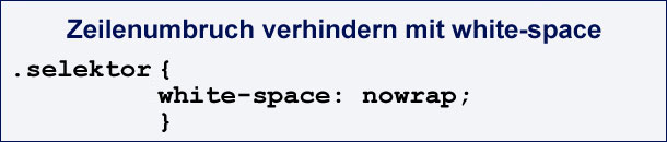 CSS-Code mit white-space