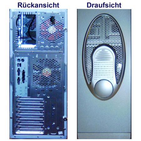 Rückansicht und Draufsicht beim Gehäuse