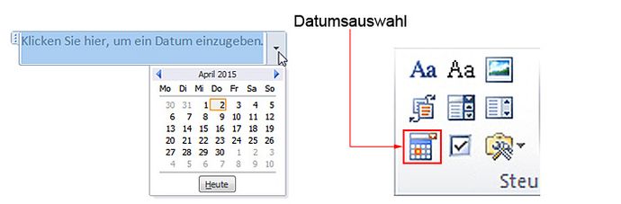 Datumsauswahl-Inhaltssteuerelement