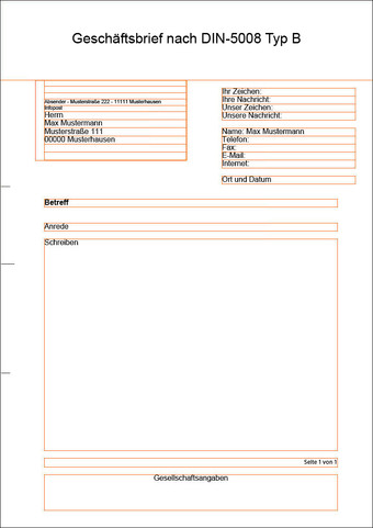 DIN-5008 Geschäftsbrief Typ B