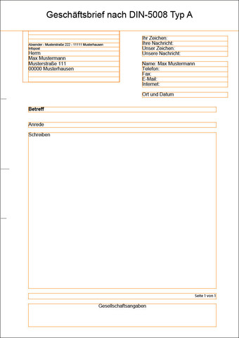 DIN-5008 Geschäftsbrief Typ A