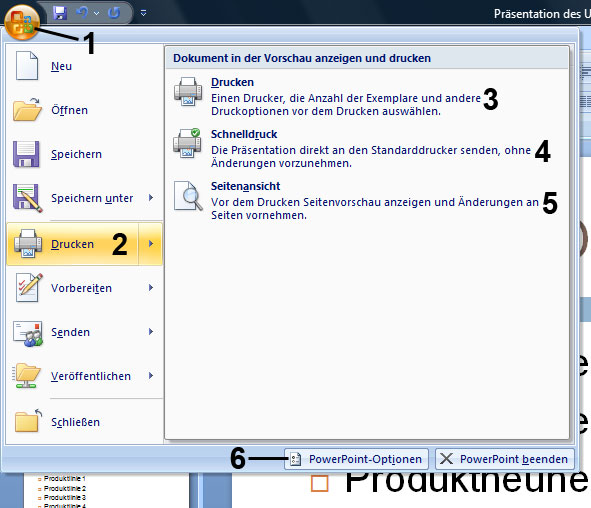 Drucken in Powerpoint