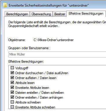 Effektive Berechtigungen