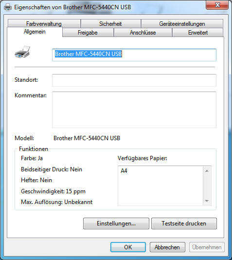Allgemeine Druckereinstellungen