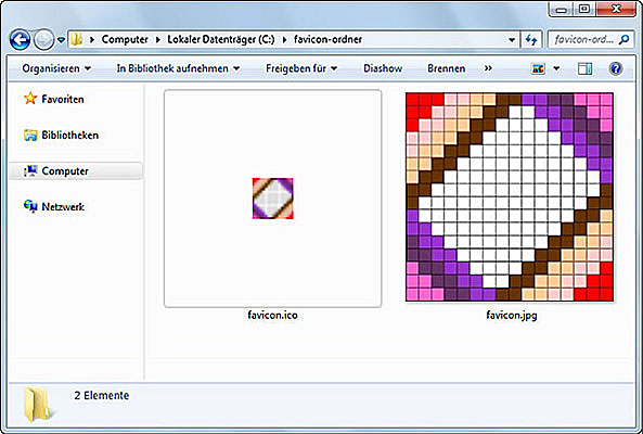 favicon.ico im Speicherort