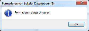 Formatierung abgeschlossen