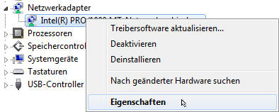 Eigenschaften im Gerätemanager öffnen
