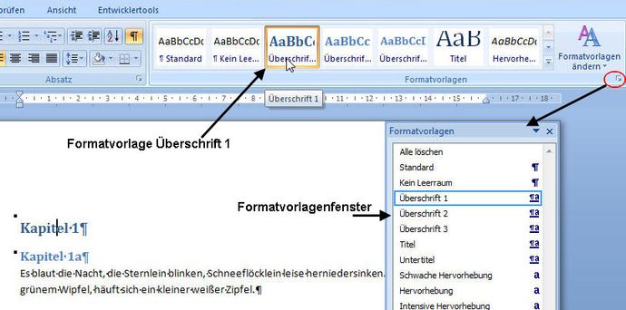 Gliederung mit Überschriften