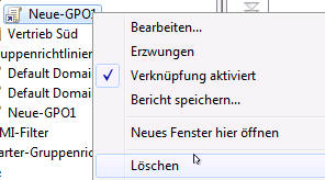 GPO Verknüpfung entfernen