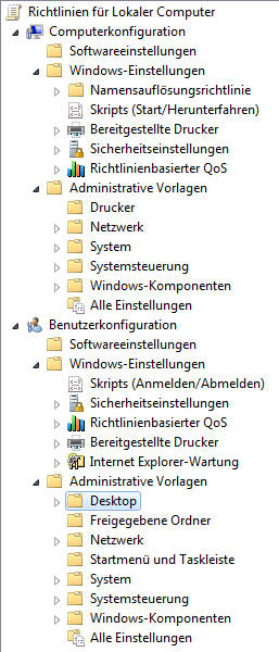 Computerkonfiguration Benutzerkonfiguration