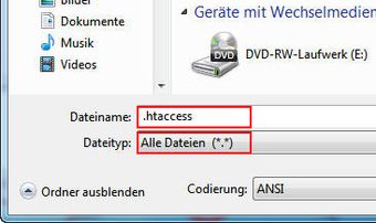 .htaccess-Datei speichern