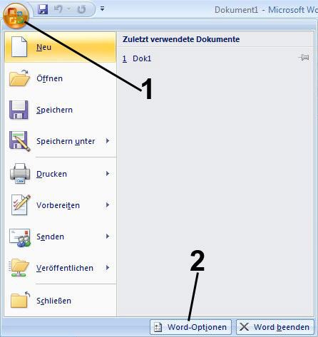 Word-Optionen