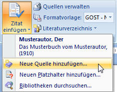Literaturquelle hinzufügen