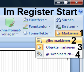 Markieren über die Multifunktionsleiste