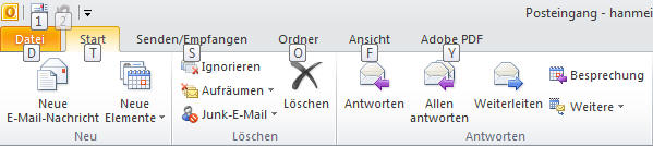 Tastenkürzel für Outlook