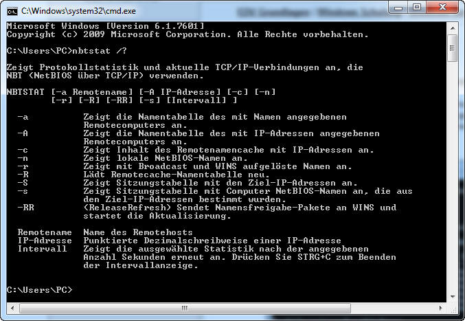 Nbtstat Hilfe